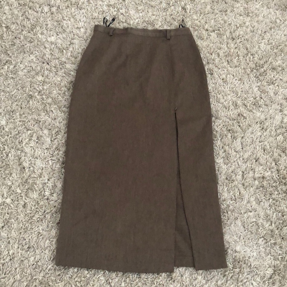 Long/ vintage brown skirt &front slit+zipper, J. Michaelsen (Dior), Eur40/US10